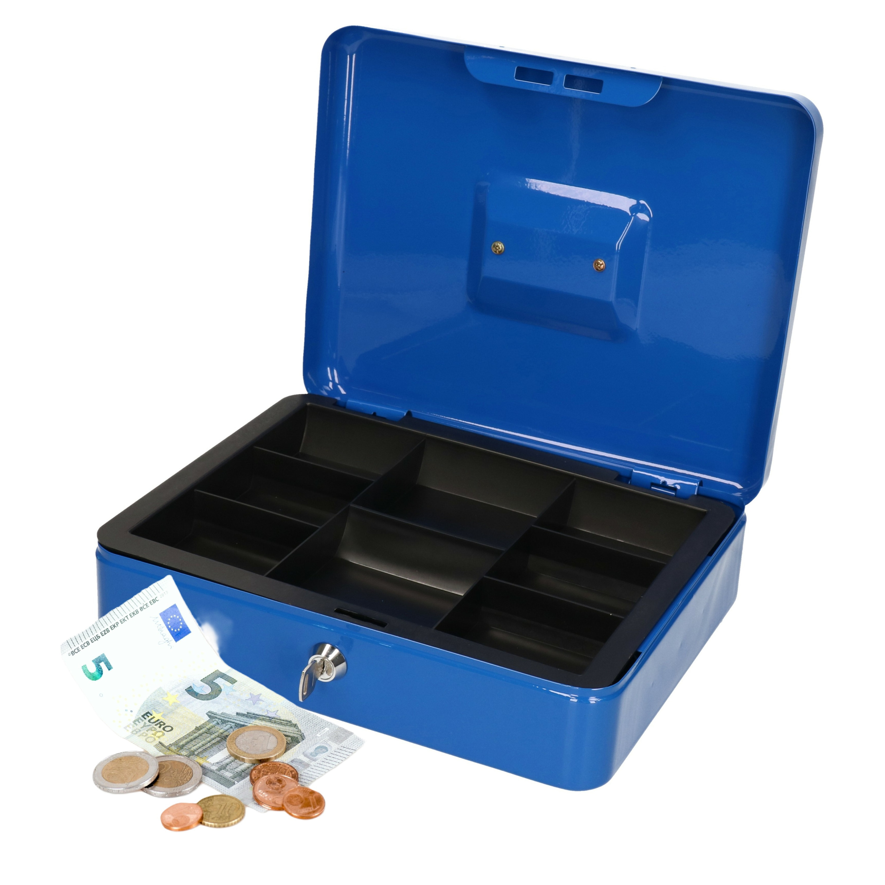 Benson Geldkistje/kluisje - blauw - met slot - 30 cm - geld veilig opbergen -