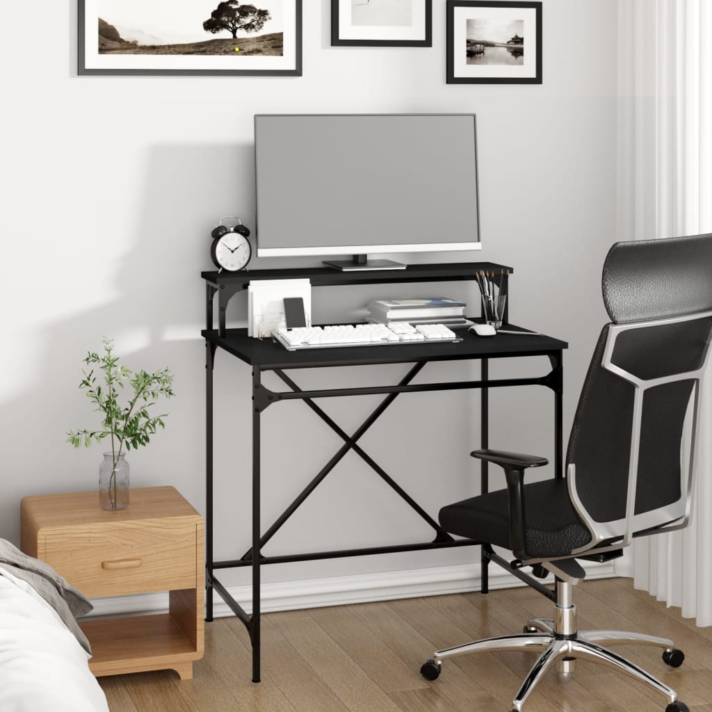 vidaXL Bureau 80x50x90 cm bewerkt hout en ijzer zwart