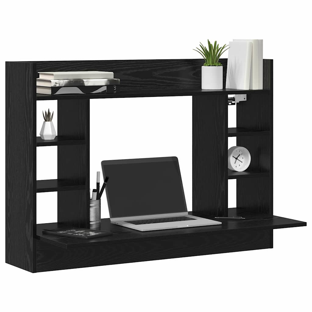 vidaXL Muur-Monteerbaar Bureau Zwart Eiken 105x48x75 cm Bewerkt Hout
