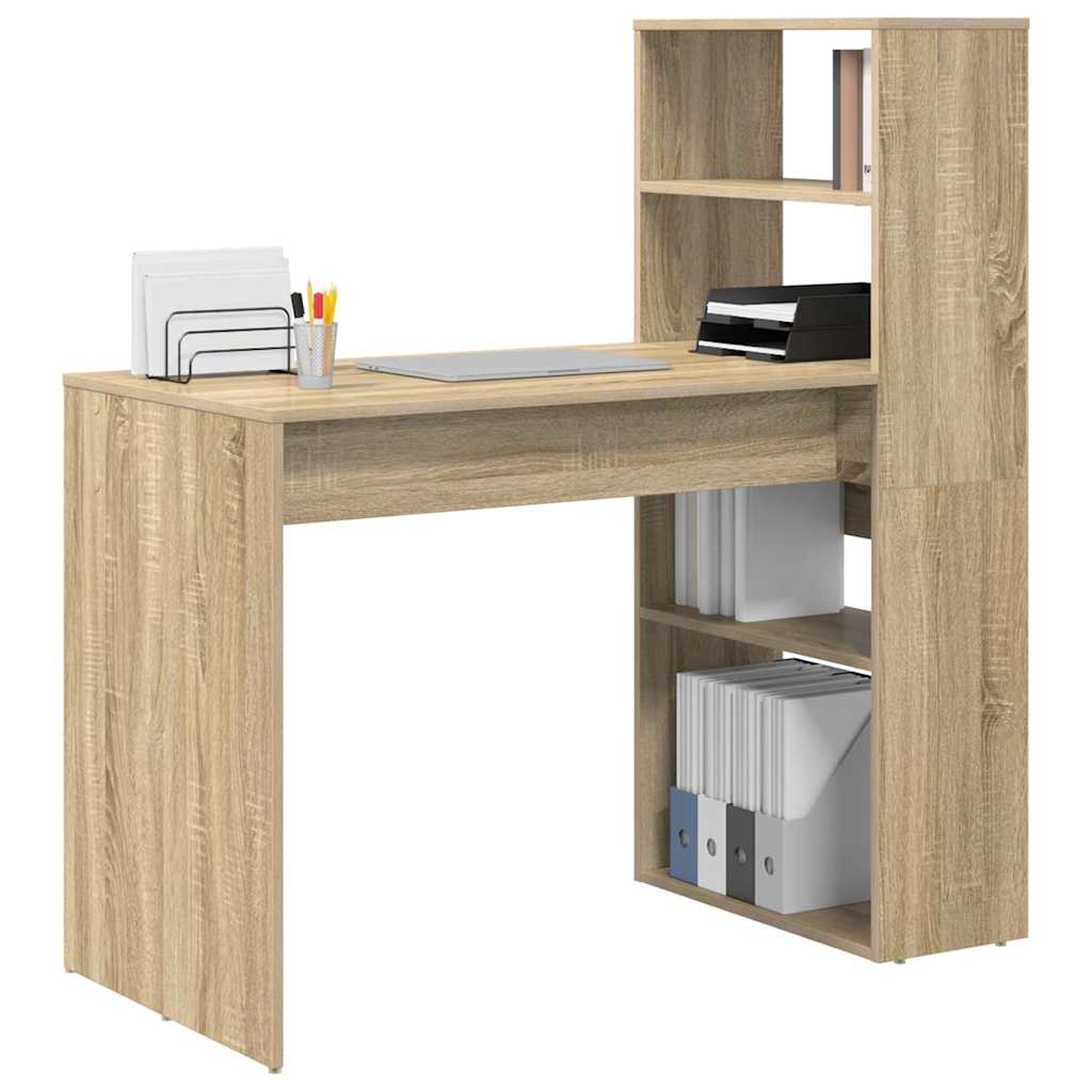 vidaXL Bureau met opbergruimte Sonoma eiken 113x54x120 cm gemaakt van geengineerd hout
