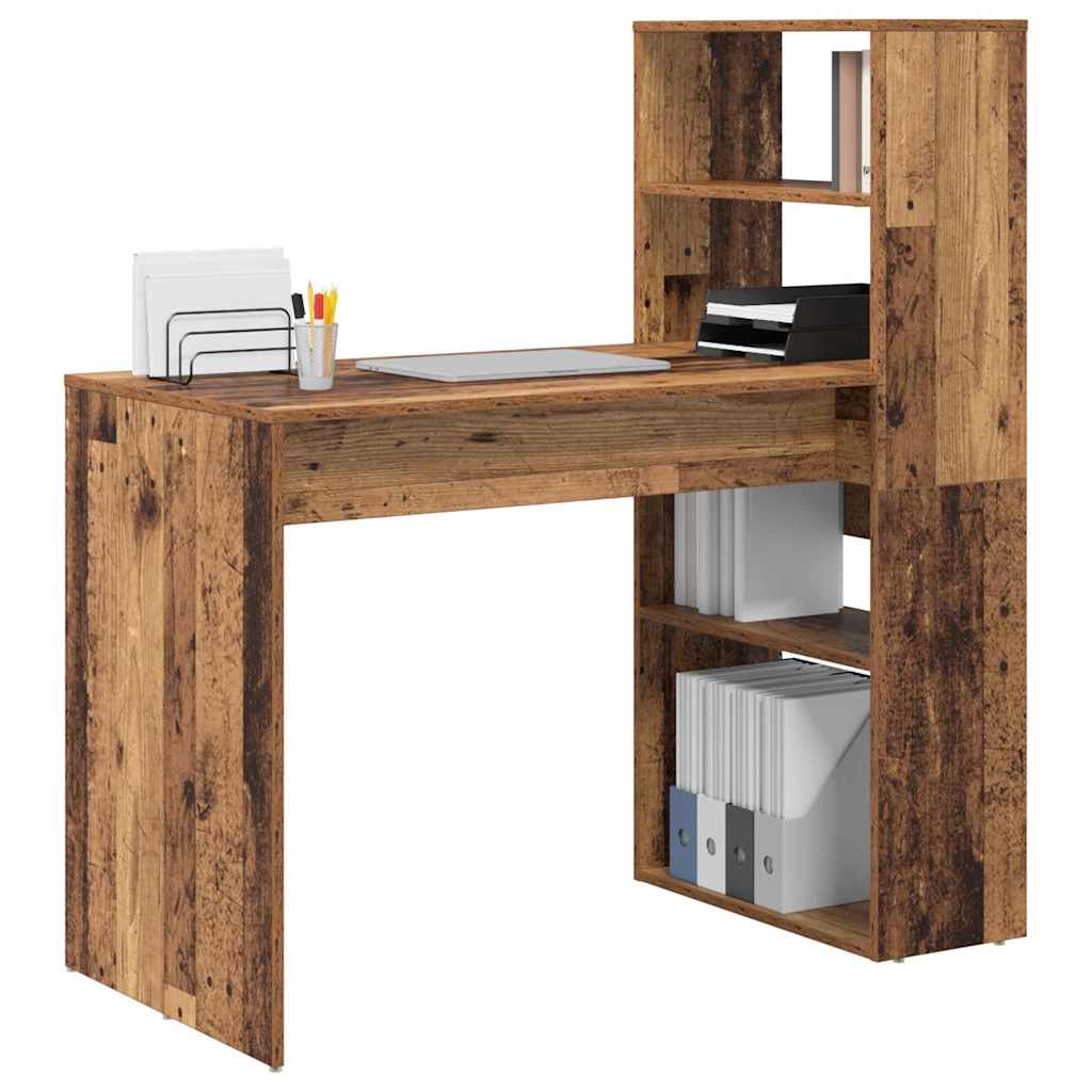 vidaXL Bureau met Opslag Oud Hout 113x54x120 cm Gemaakt van Geëngineerd Hout