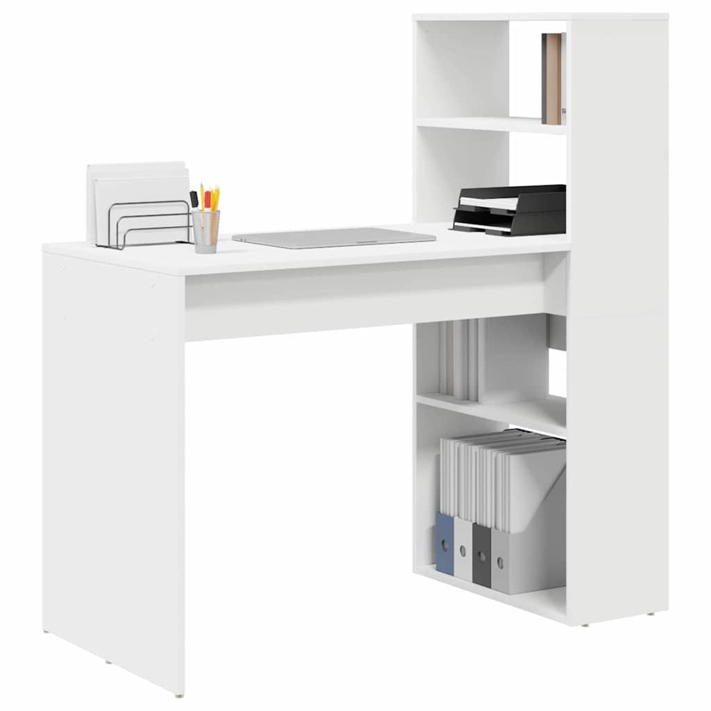 vidaXL Bureau met Opbergruimte Wit 113x54x120 cm Gemaakt van Hout