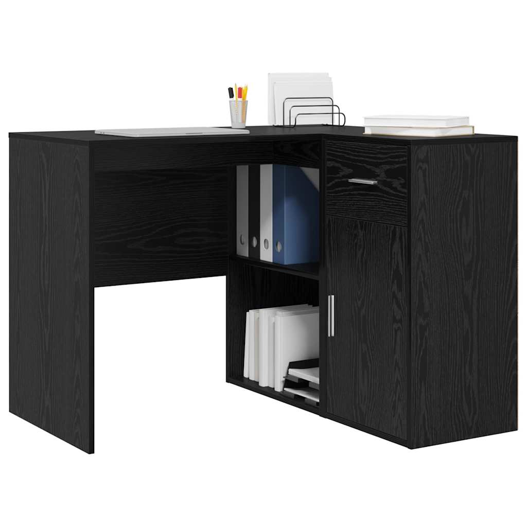 vidaXL Hoekbureau Zwart Eiken 102x88x75 cm Gelaagd Hout