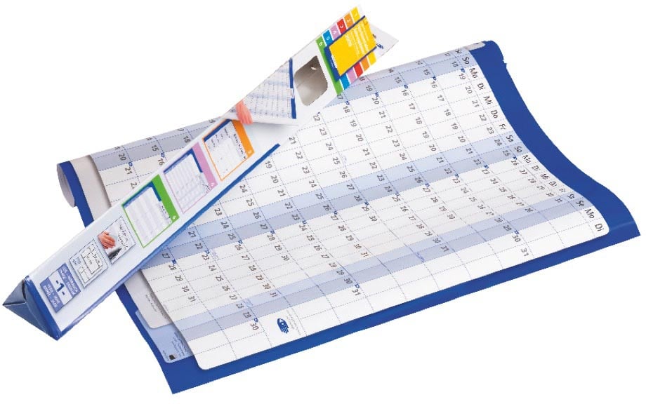 Legamaster jaarplanner 2026, ft 60 x 90 cm, gelamineerd karton, opgerold, met 3 extra kolommen