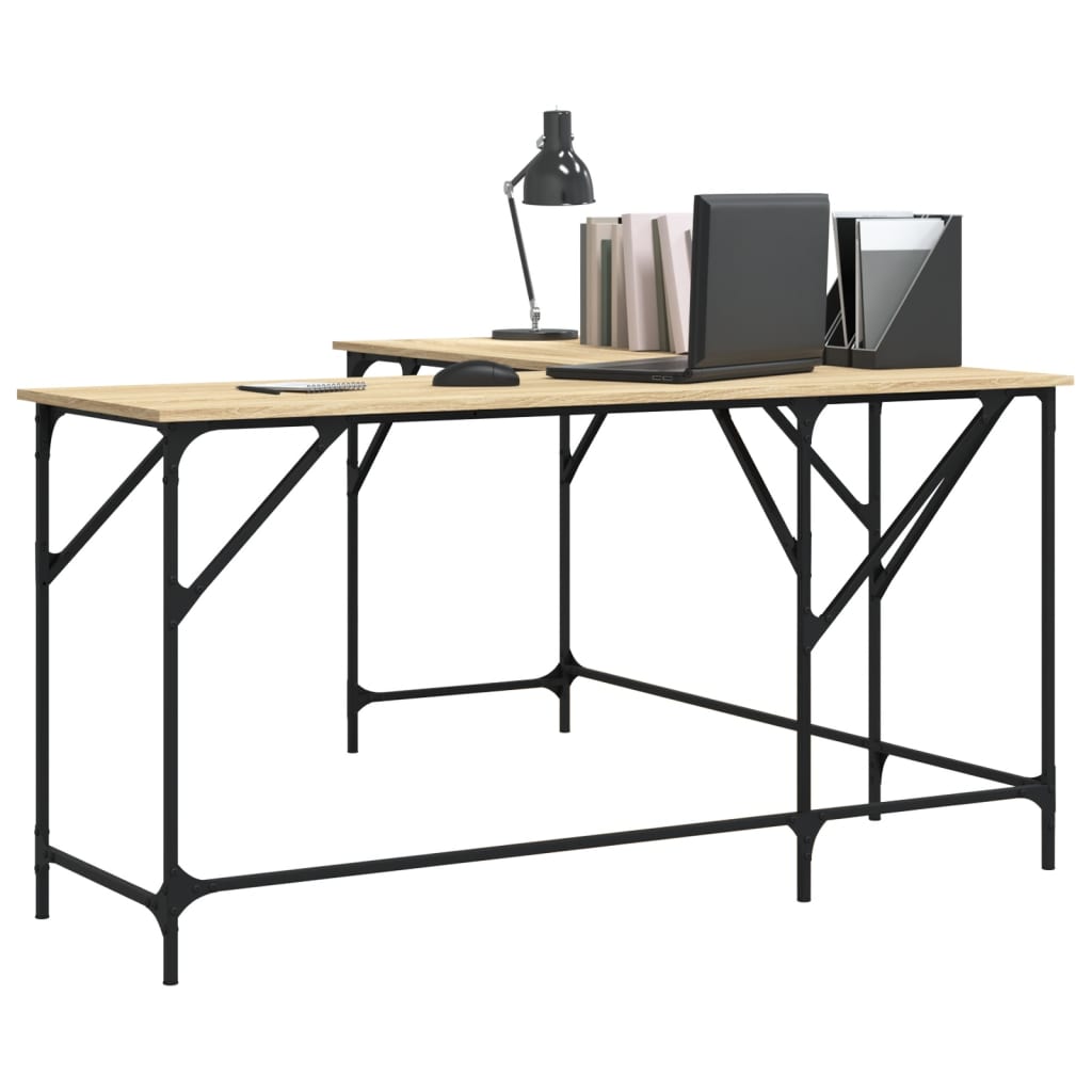 vidaXL Bureau 149x149x75 cm bewerkt hout sonoma eikenkleurig