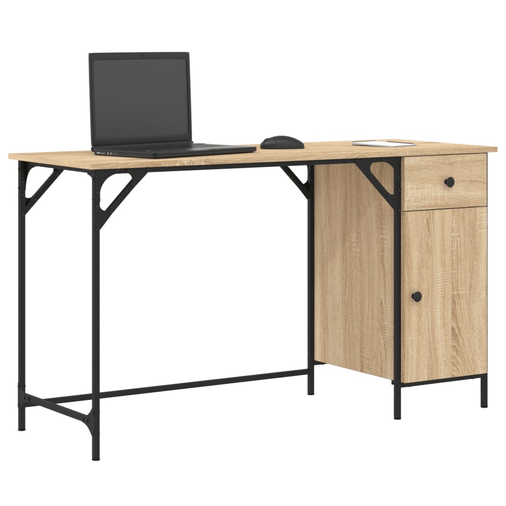 vidaXL Bureau 131x48x75 cm bewerkt hout sonoma eikenkleurig