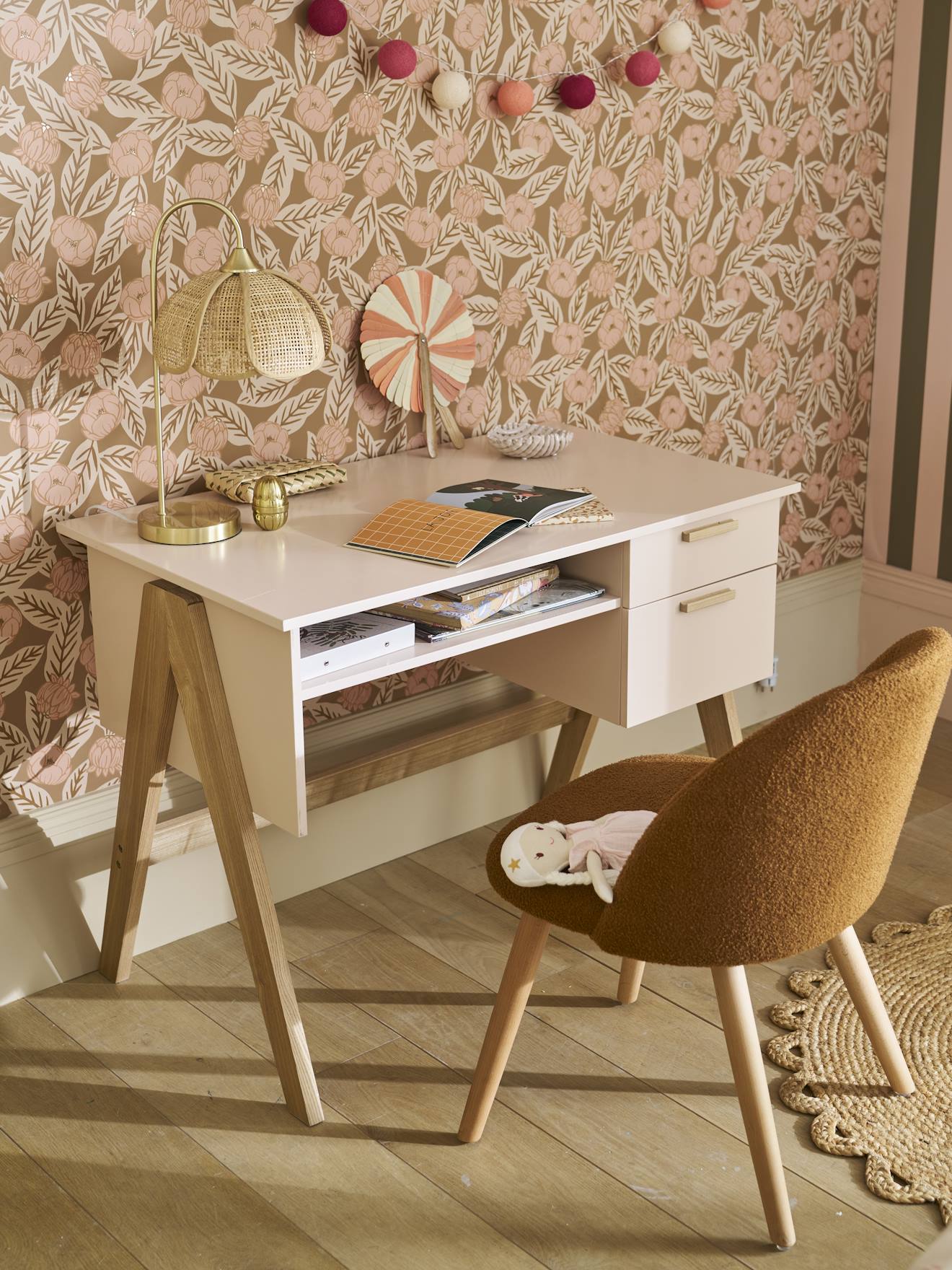 VERTBAUDET Retro Vintage bureau voor kinderen roze (poederkleur)