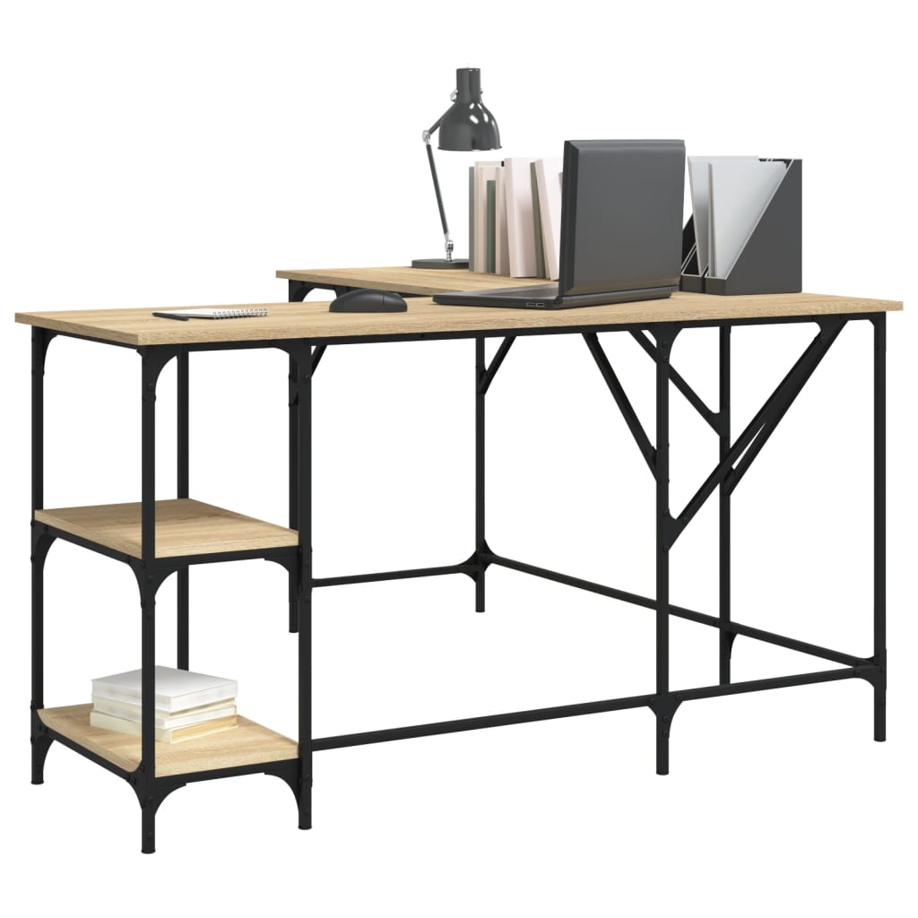 vidaXL Bureau 139x139x75 cm bewerkt hout sonoma eikenkleurig