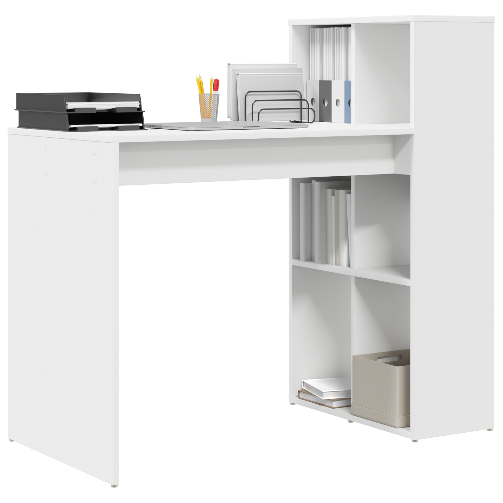 vidaXL Bureau met plank Wit 108 x 55 x 103.5 cm Bewerkt hout