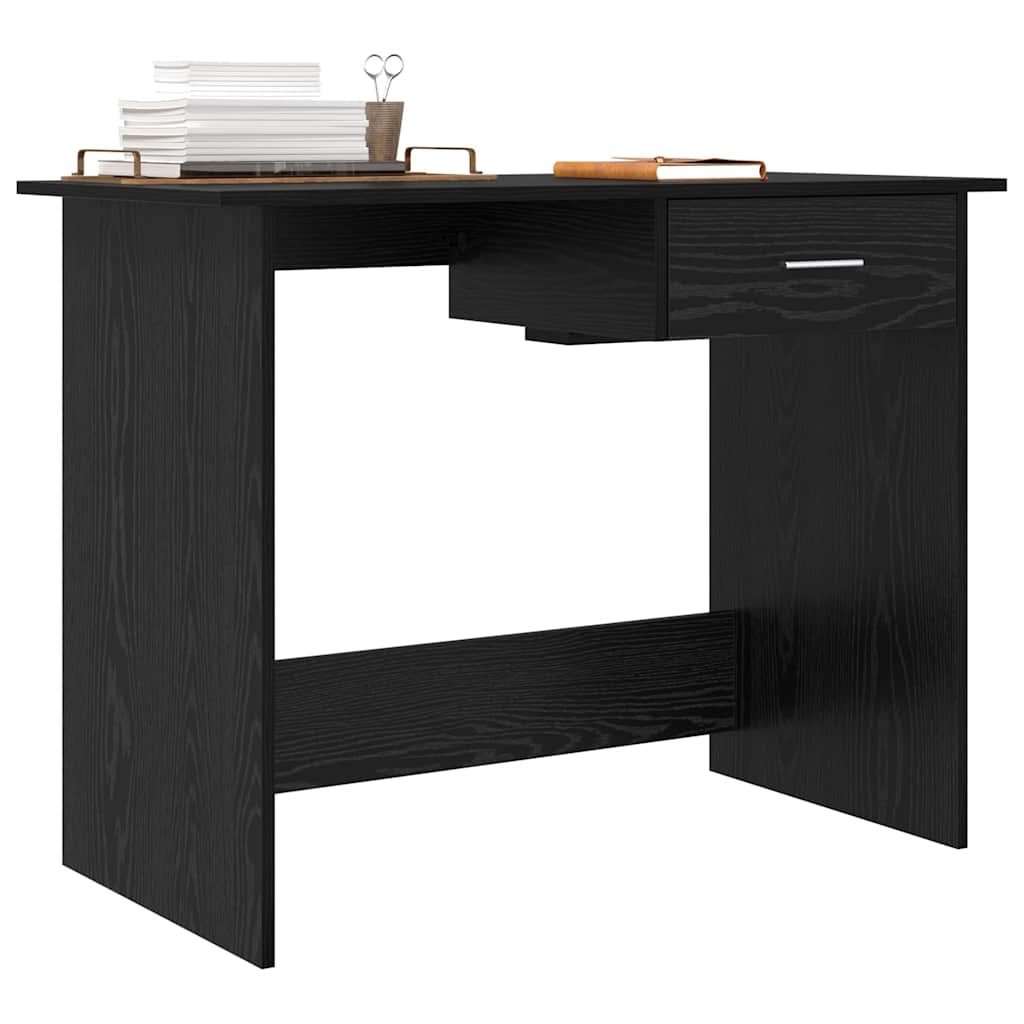 vidaXL Bureau met lade Zwart eiken 100 x 50 x 76 cm Bewerkt hout