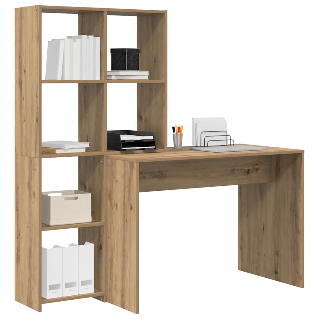 vidaXL Bureau artisanaal eikenkleurig 138.5 x 55 x 143 cm Bewerkt hout