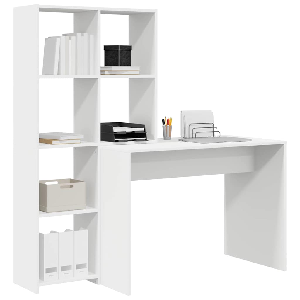 vidaXL Bureau met plank Wit 138.5 x 55 x 143 cm Bewerkt hout
