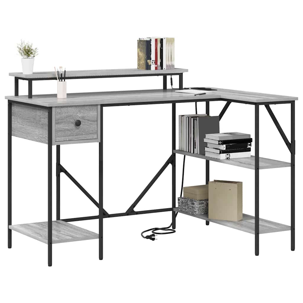 vidaXL Bureau met lade Grijs sonoma 120 x 79 x 86.5 cm Bewerkt hout