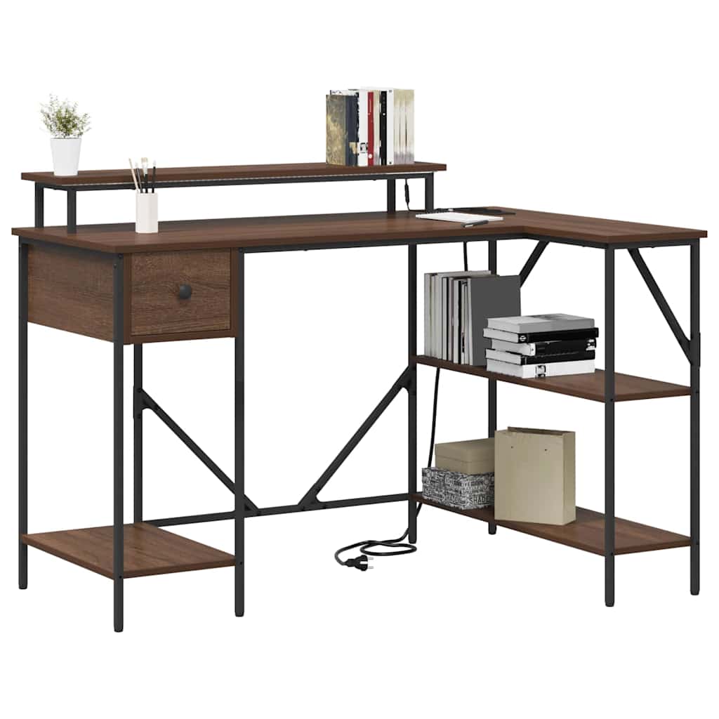 vidaXL Bureau bruin eikenkleur 120 x 79 x 86.5 cm Bewerkt hout