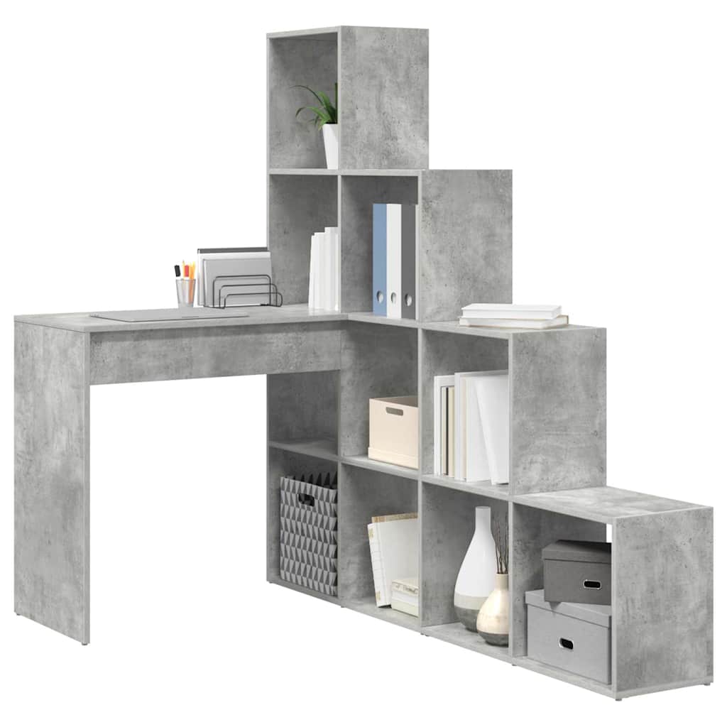 vidaXL Hoekbureau Betongrijs 101,5 x 149,5 x 149,5 cm Bewerkt hout