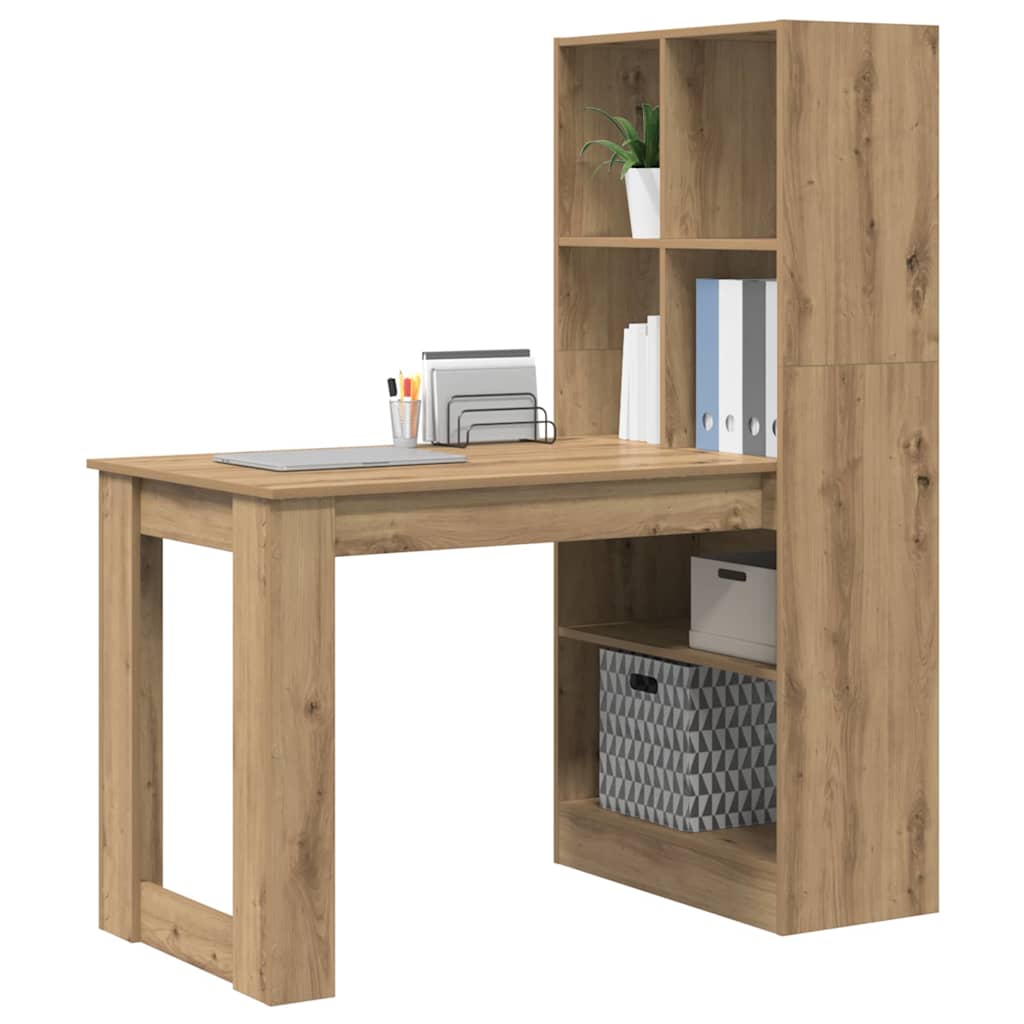 vidaXL Bureau artisanaal eikenkleurig 122 x 67 x 145 cm Bewerkt hout
