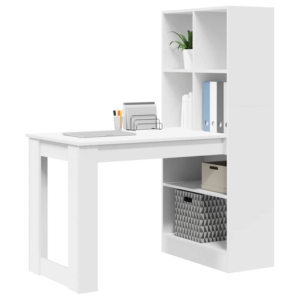 vidaXL Bureau met plank met opslag Wit 122 x 67 x 145 cm Bewerkt hout