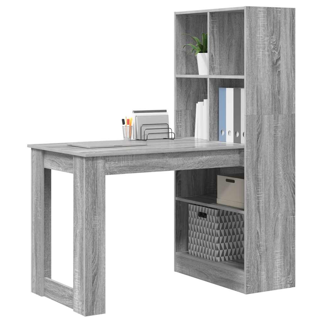 vidaXL Bureau met plank Grijs Sonoma 122 x 67 x 145 cm Bewerkt hout