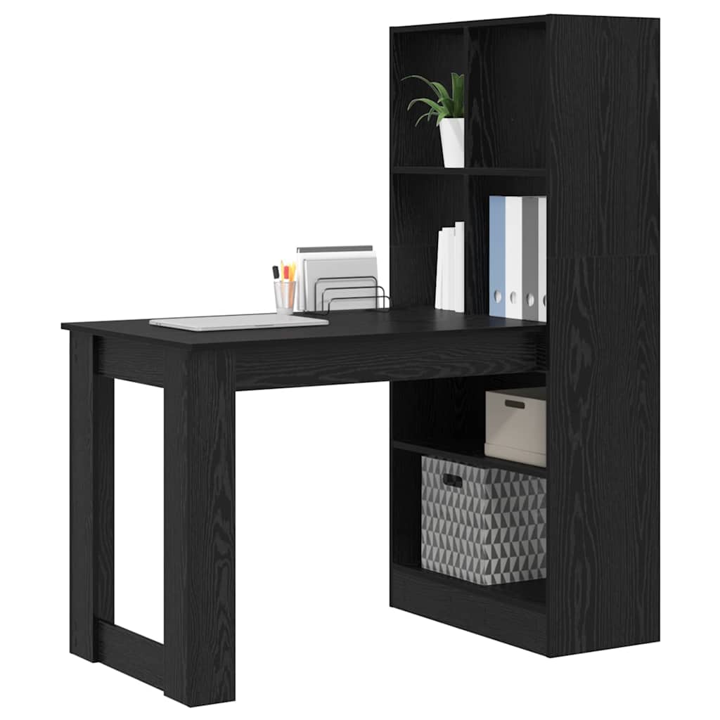 vidaXL Bureau met plank Zwart eiken 122 x 67 x 145 cm Bewerkt hout