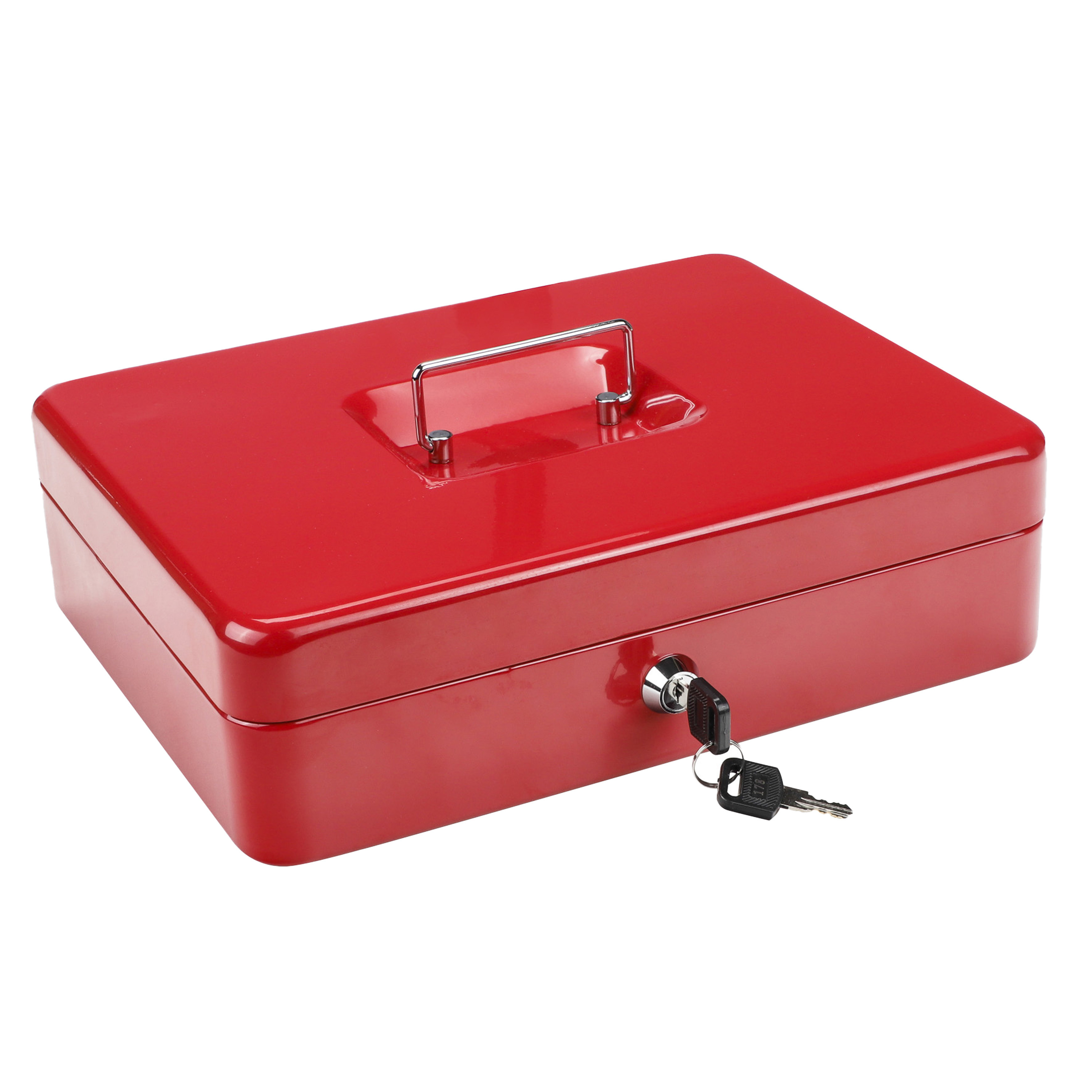 HI Geldkist met sleutel - rood - 30 x 24 x 9 cm - Geldlades -