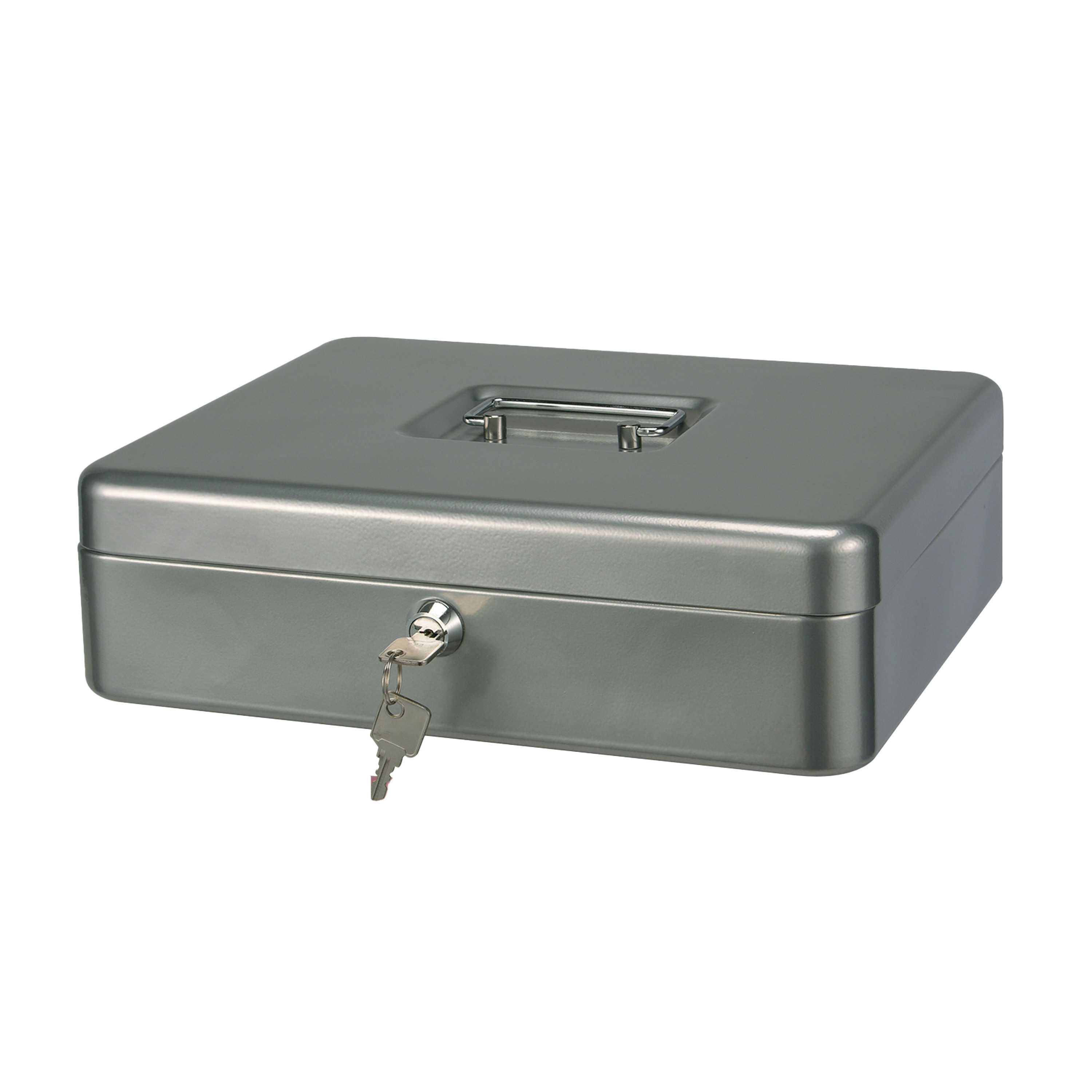 HI Geldkist met sleutel - zilver - 30 x 24 x 9 cm - Geldlades -