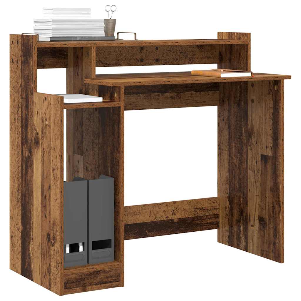 vidaXL Bureau met bureaulampen Oud hout 97 x 45 x 90 cm Bewerkt hout