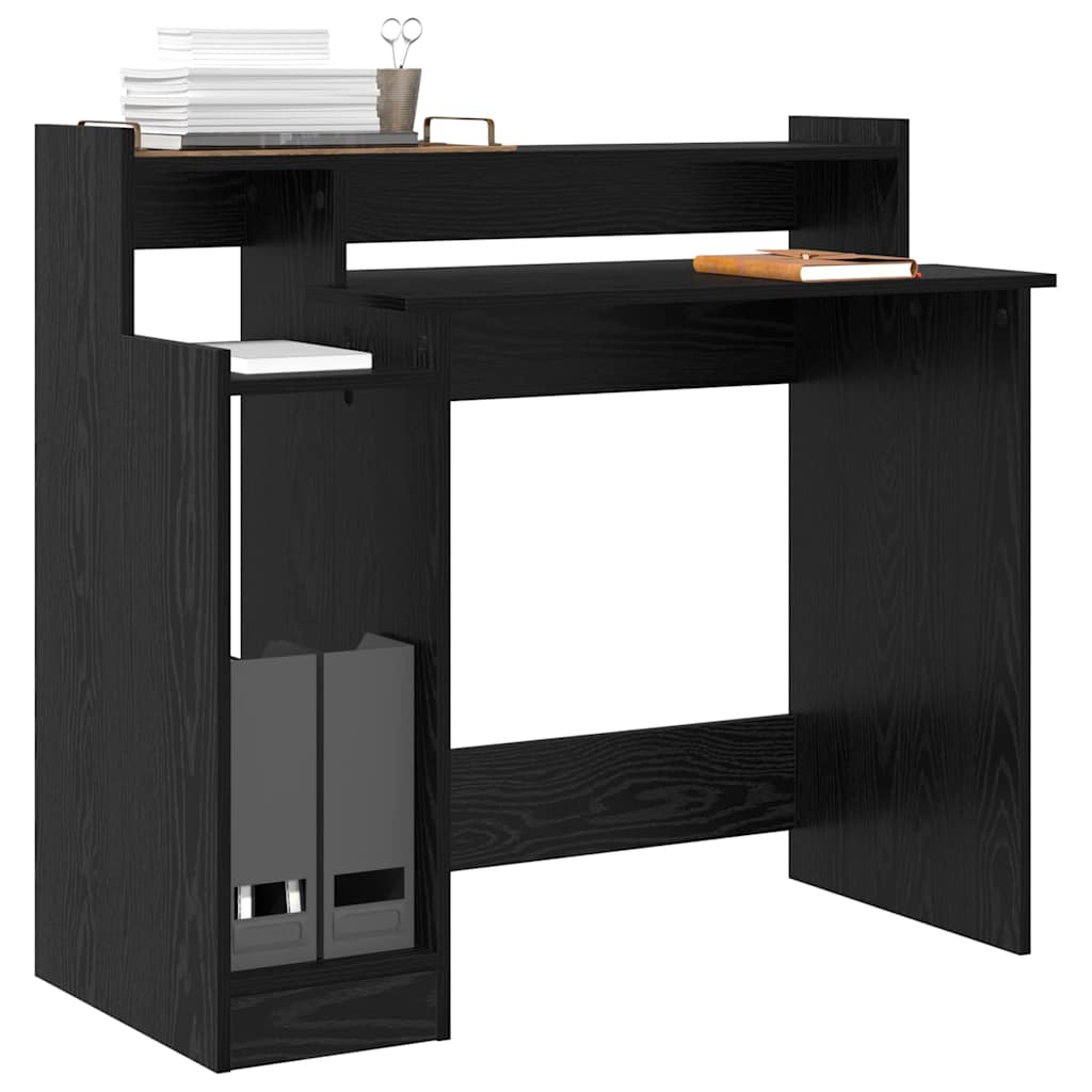 vidaXL Bureau met plank Zwart eiken 97 x 45 x 90 cm Bewerkt hout
