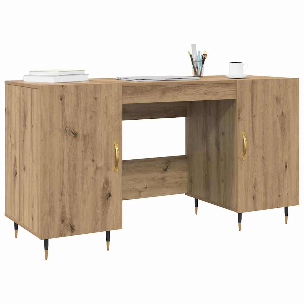 vidaXL Bureau artisanaal eikenkleurig 140 x 50 x 75 cm Bewerkt hout