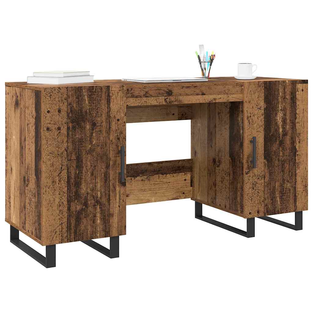 vidaXL Bureau met plank Oud hout 140 x 50 x 75 cm Bewerkt hout