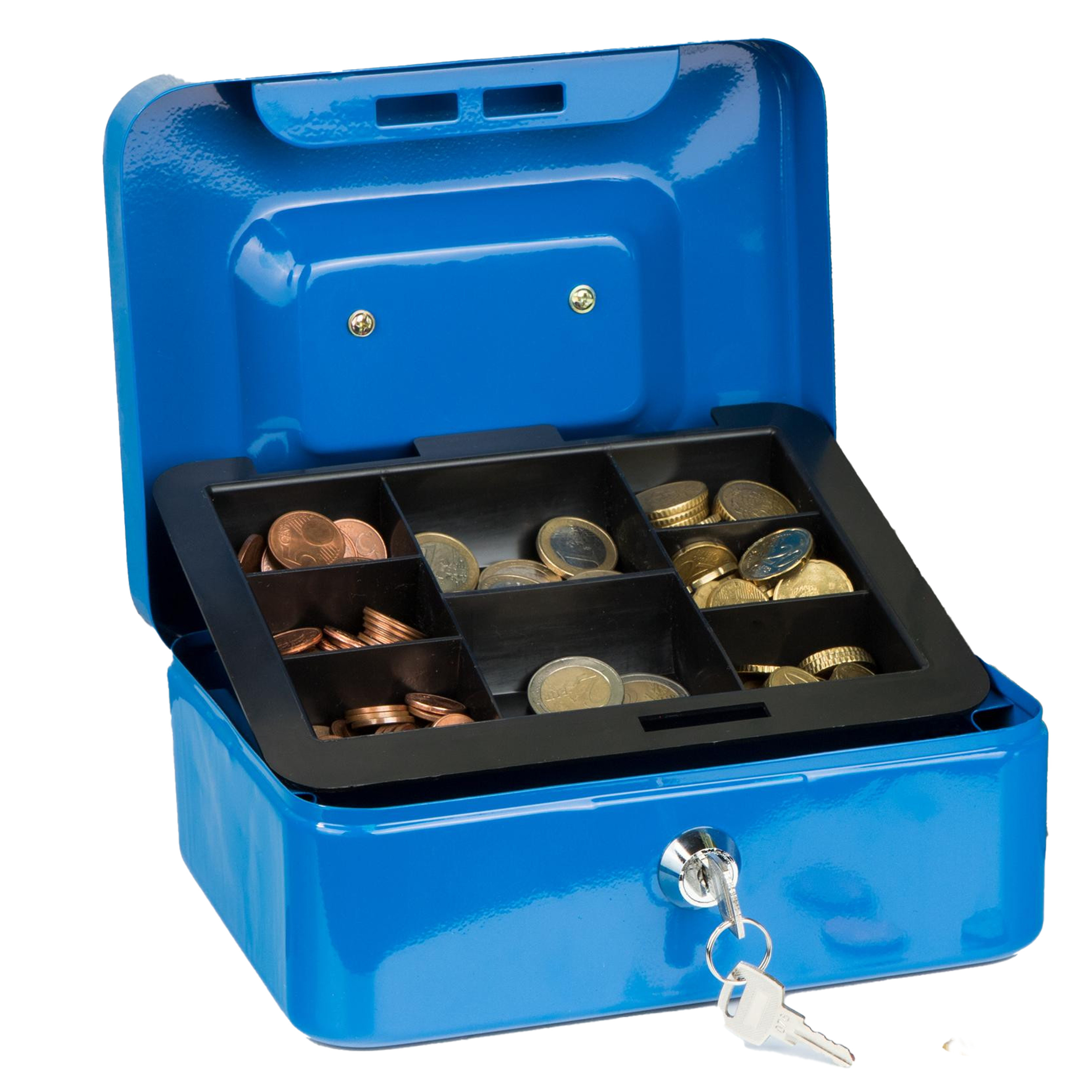 HI Geldkist met sleutel - blauw - 20 x 16 x 9 cm - Geldlades -
