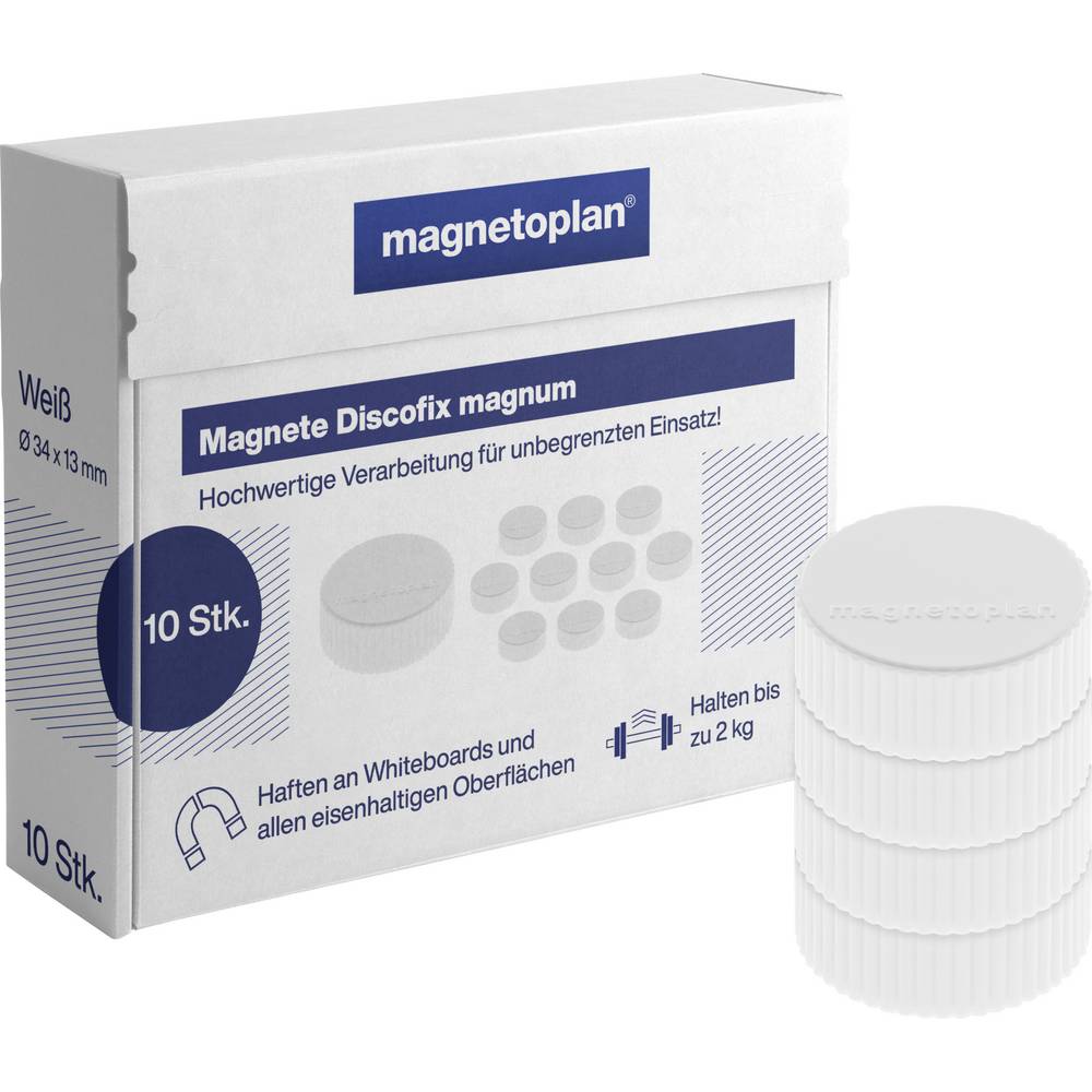 Magnetoplan Magneet Discofix Magnum (Ø x h) 34 mm x 13 mm Rond Wit 10 stuk(s) 1660000