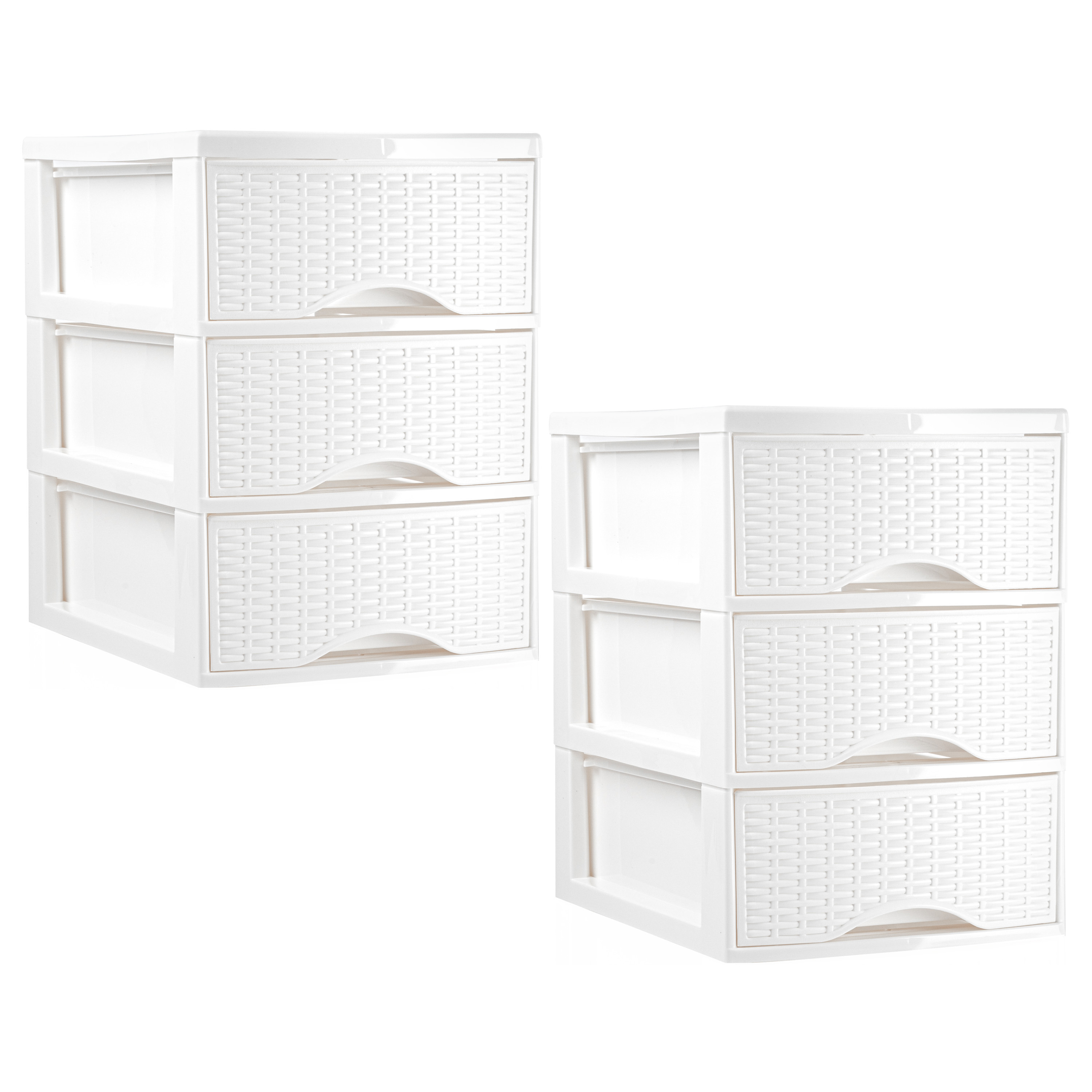 PlasticForte Ladeblokje/bureau organizer - 2x stuks - 3 lades - ivoor wit - L18 x B25 x H33 cm - plastic -