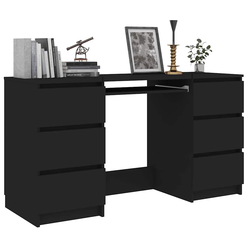 vidaXL Schrijftafel 140x50x77 cm bewerkt hout zwart