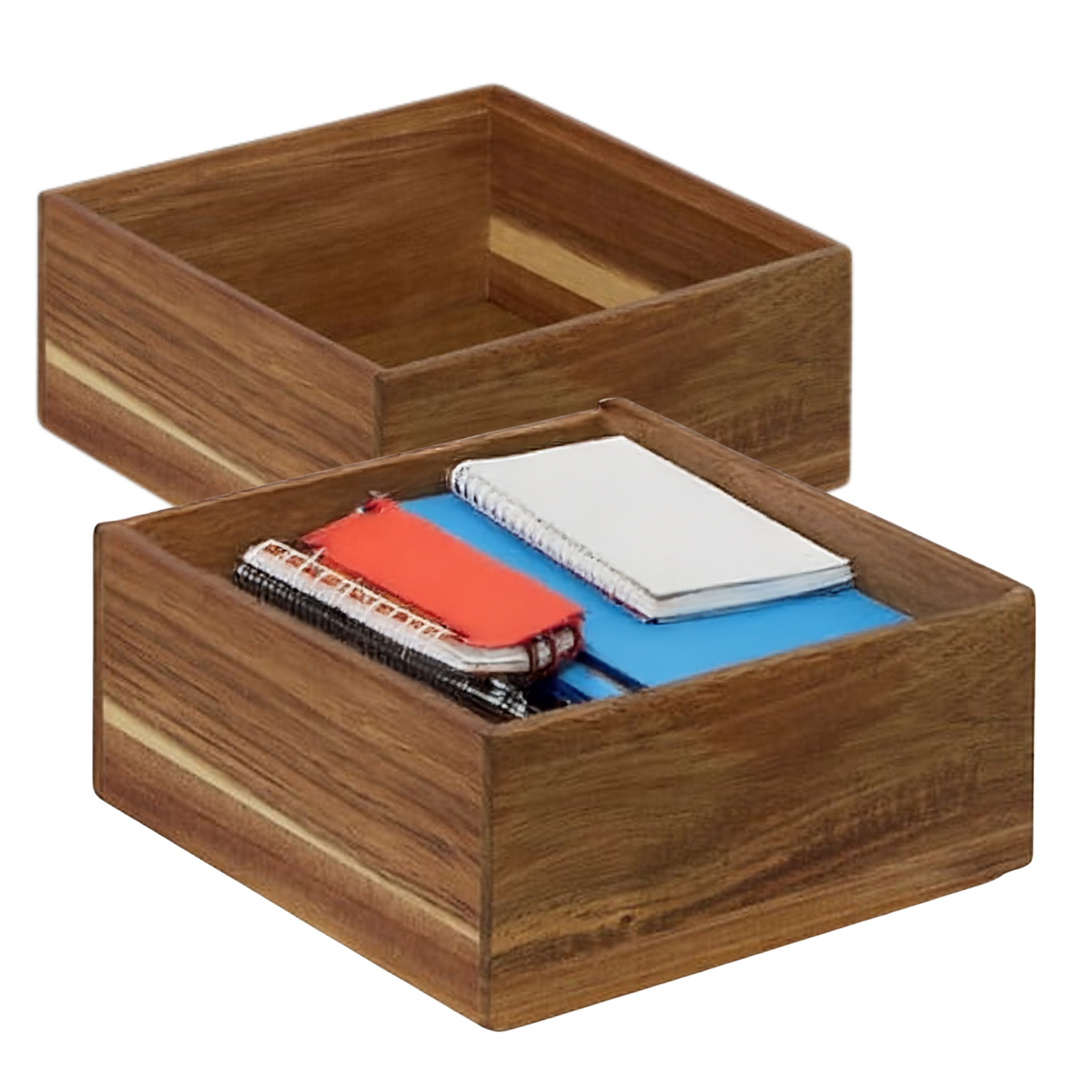 5five Five bureau organizer - 2x - 15 x 15 cm - acacia hout - 1 vaks - kantoor -