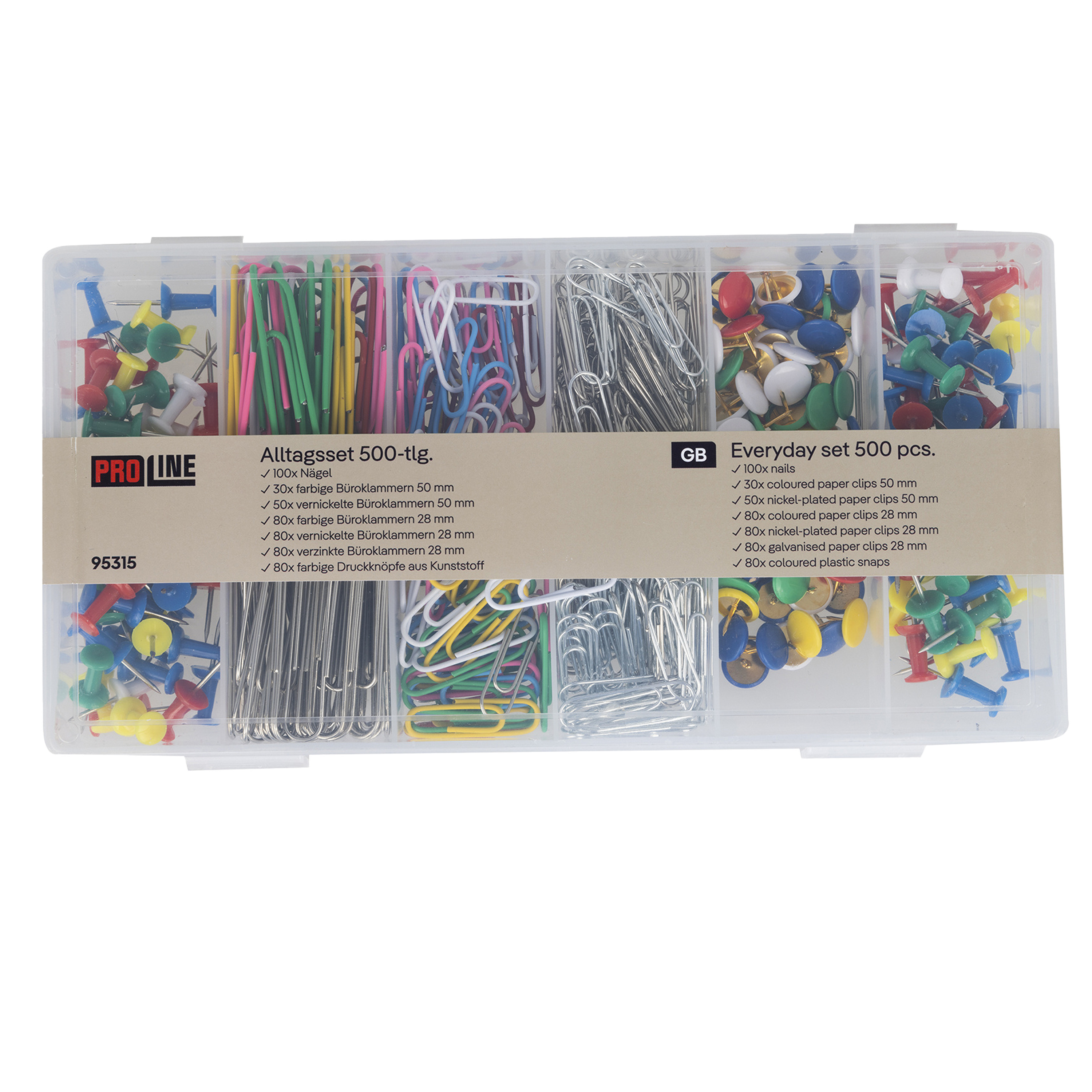 HI Punaises/paperclips set - kantoorbenodigdheden - 500x stuks -