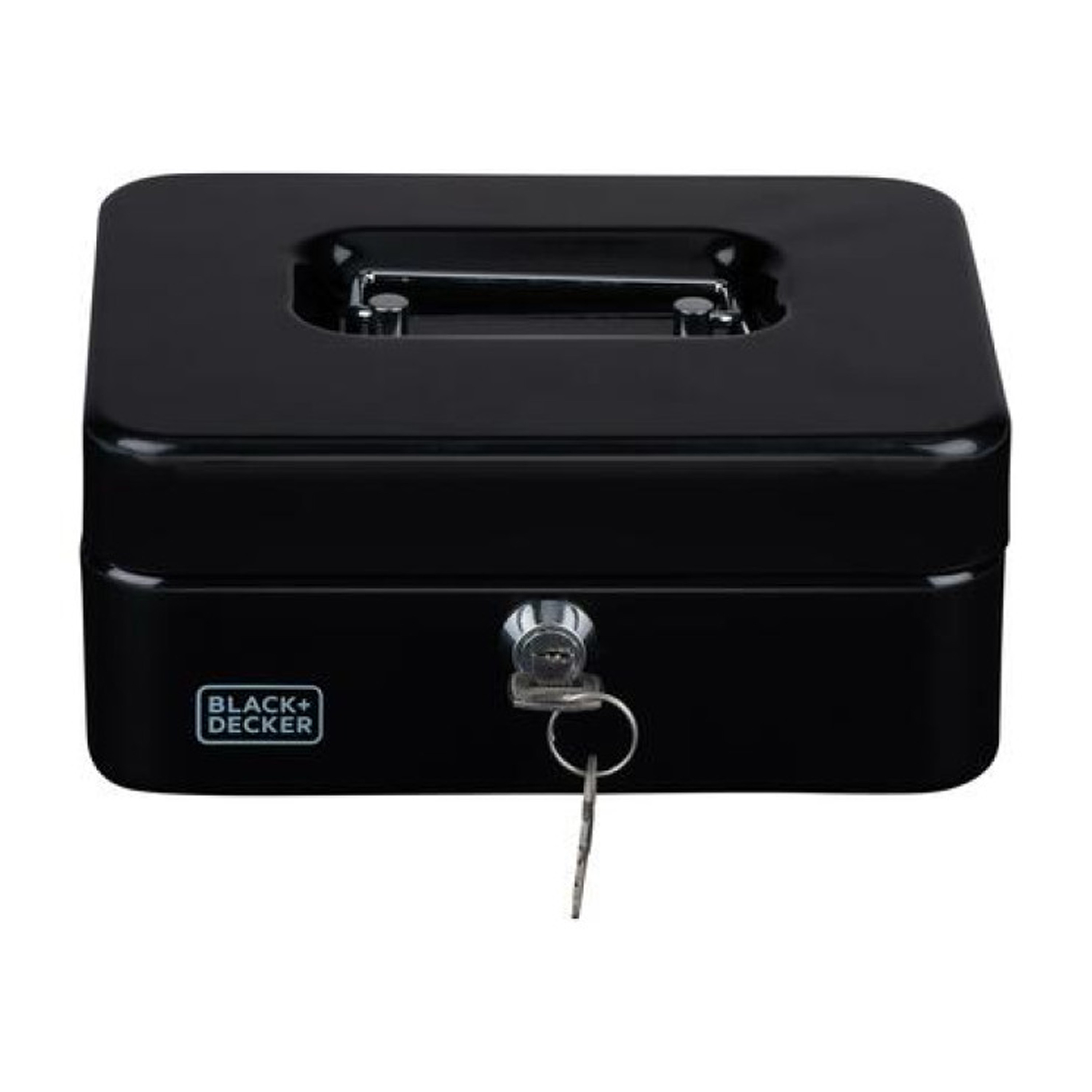 Black & Decker Geldkistje/kluisje - 2 sleutels - zwart - staal - muntbakje - 20 x 16 x 9 cm -