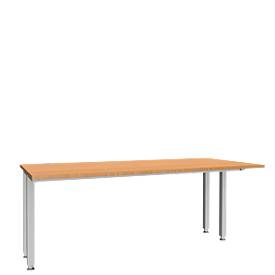 Schäfer Shop Genius bureau MODENA FLEX, 4-poots vierkante buis, ingekorte zijpanelen, B 1800 mm, beuken