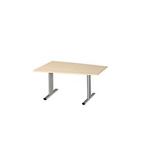 Schäfer Shop Select Schäfer Shop  Select Vergadertafel Planova, tonvormig, 1400 x 800/1000 mm, esdoornpatroon, accentlijst blank aluminium