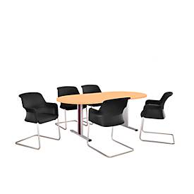 Schäfer Shop Select Schäfer Shop  Select Vergadertafel Planova, ovaal, 2000 x 1000 mm, beukenpatroon, accentlijst bordeauxpaars