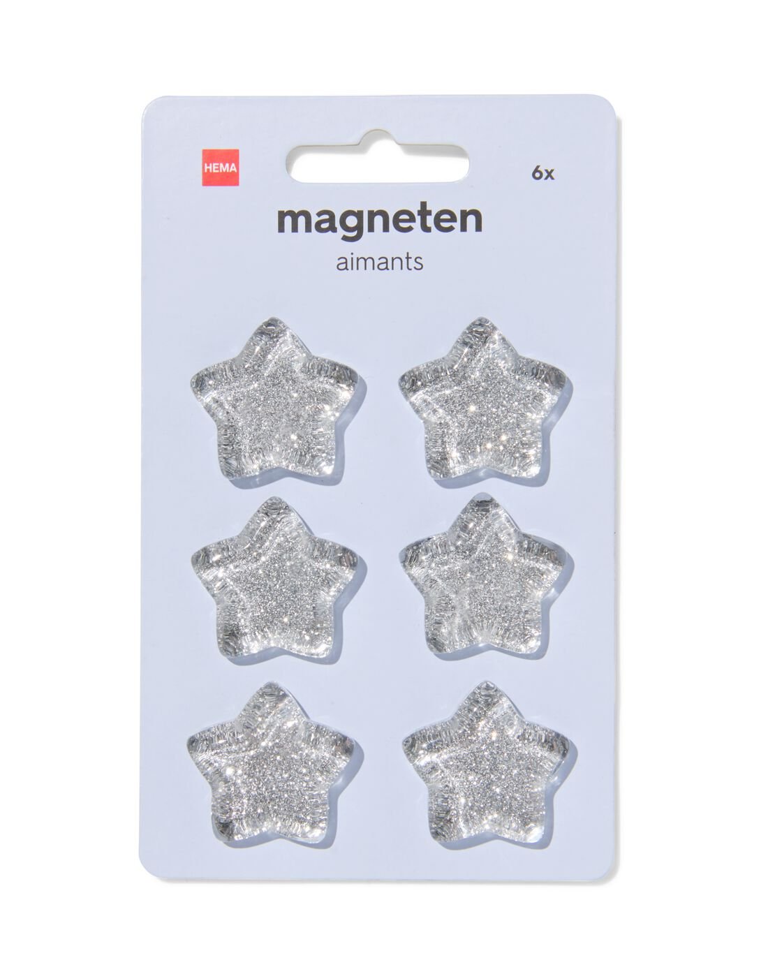 051 Magneten Sterren - 6 Stuks (zilver)