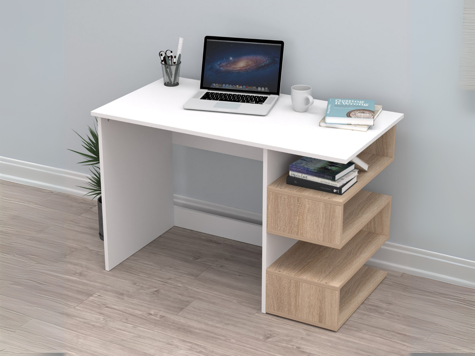 Mobistoxx Bureau LEREAL 115 cm wit/sonoma eik