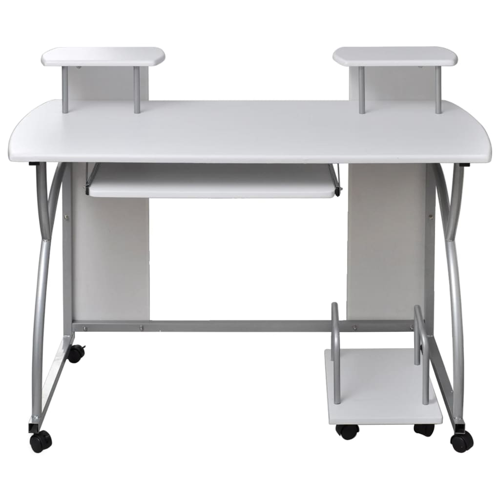vidaXL Computerbureau 110x52x88,5 cm bewerkt hout wit