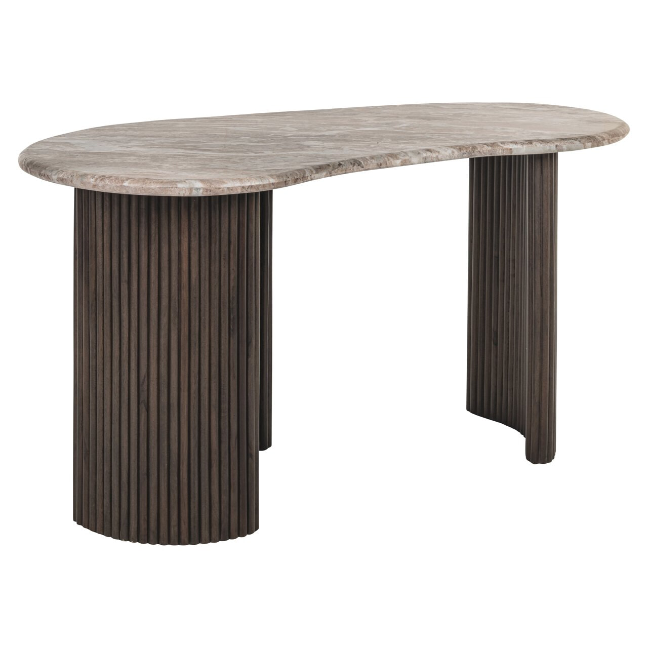 Richmond Interiors Richmond Organisch Bureau Rashford Marmer en hout, 150cm - Donkerbruin