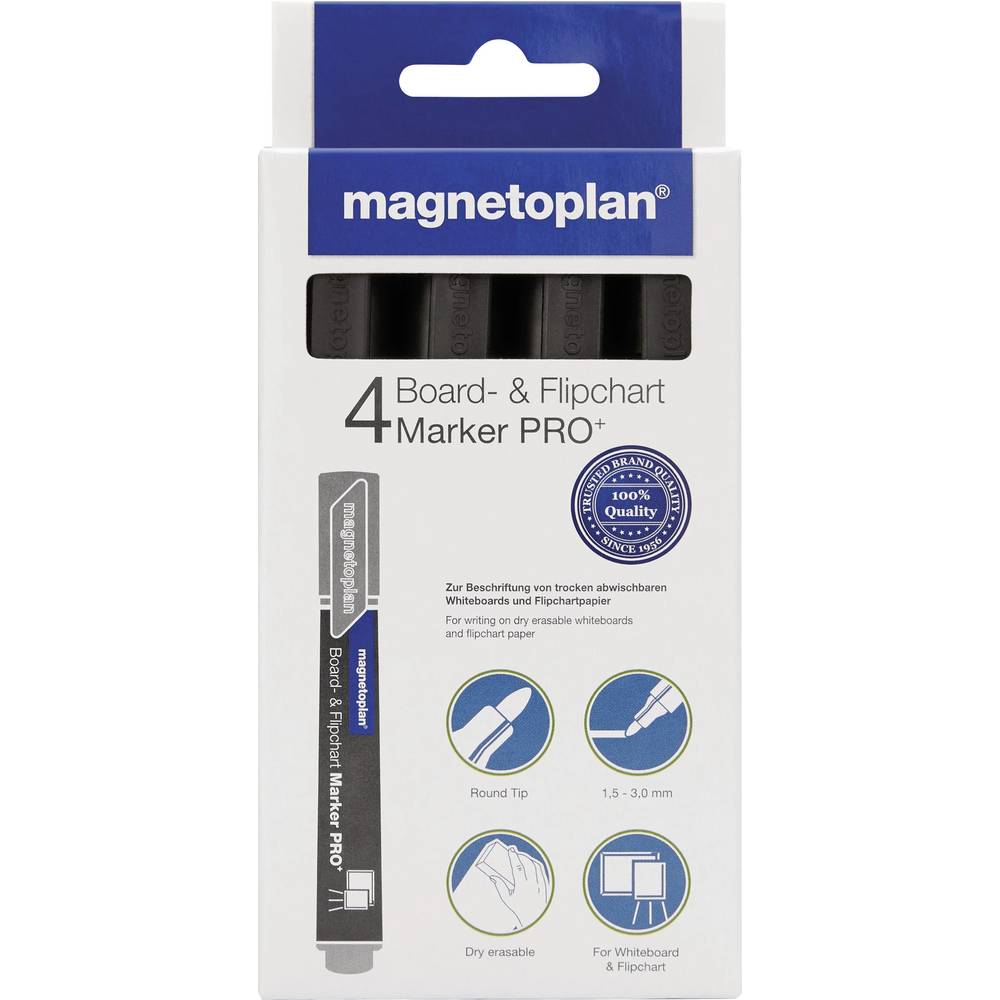 Magnetoplan 1228112 Flipchartmarker Zwart 4 stuk(s)