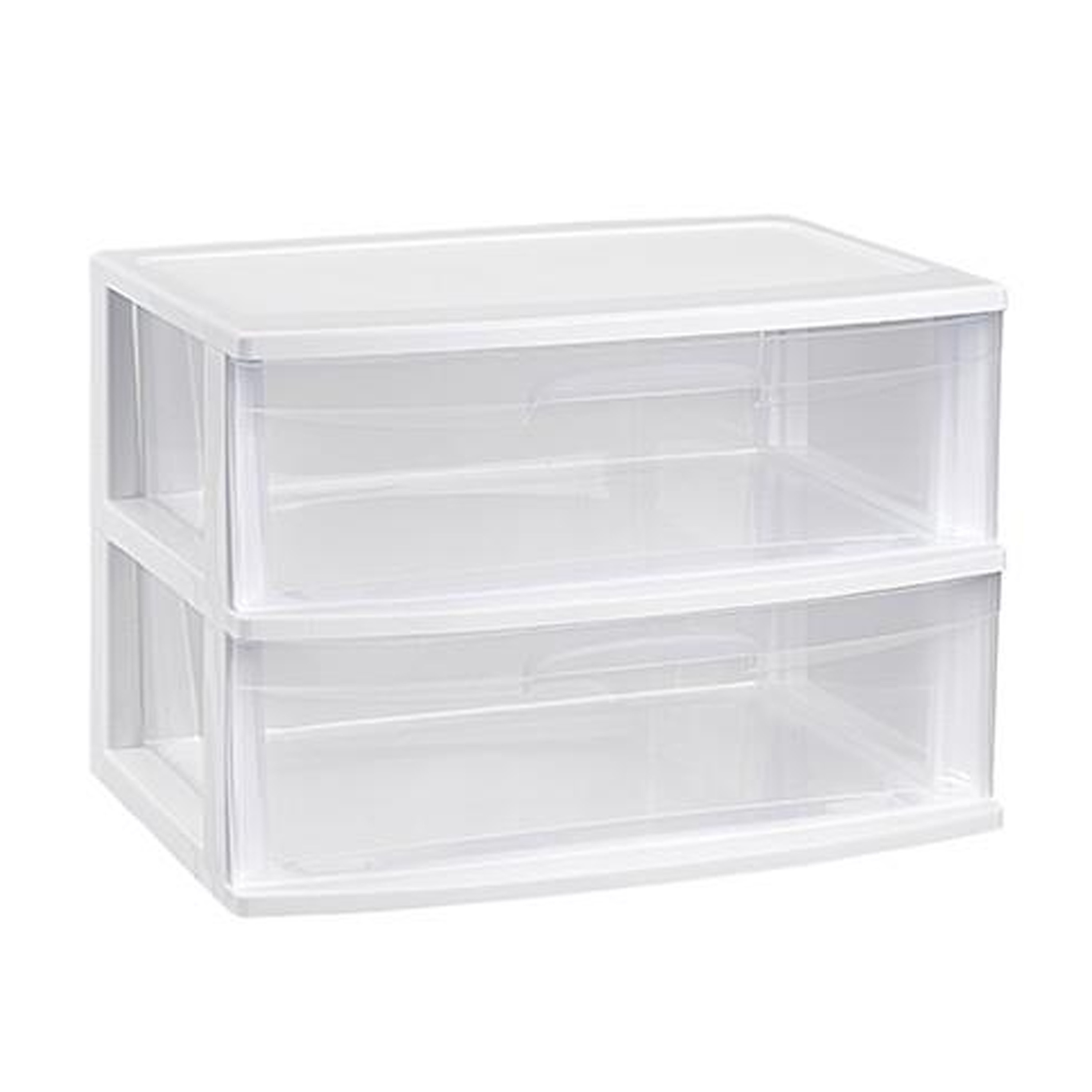 PlasticForte Ladeblokje organizer 2x lades - wit/transparant - L56 x B40 x H41 cm - plastic -