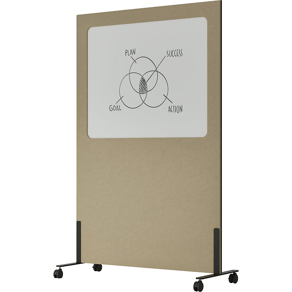 SMIT VISUAL Whiteboard Silva, mobiel, geëmailleerd staal / PET-vilt, beige