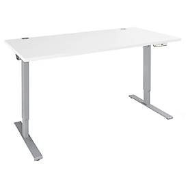 Schäfer Shop Genius bureau AERO FLEX, elektrisch in hoogte verstelbaar, rechthoekig, T-voet, B 1200 x D 800 x H 620-1280 mm, wit/blank aluminium