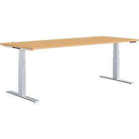 Schäfer Shop Genius bureau MODENA FLEX, elektrisch in hoogte verstelbaar, rechthoekig, T-poot, B 1800 x D 800 mm, beuken/blank aluminium