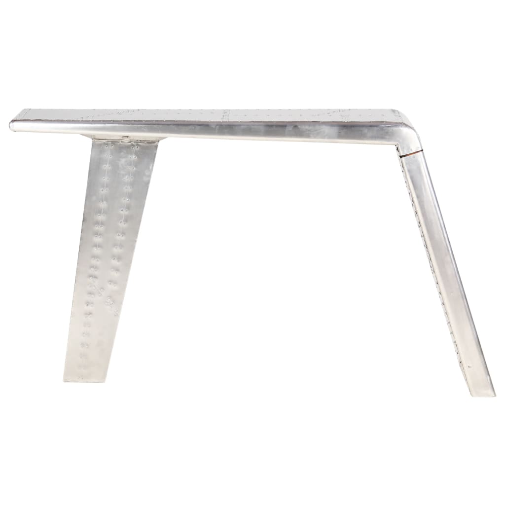 vidaXL Bureau luchtvaartstijl 112x50x76 cm metaal zilverkleurig