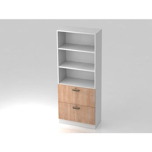 Hjh OFFICE PRO Signa G 7300 SG, Melamine spaanplaat DIN 68765, Emissieklasse E1, Wit / Walnoot